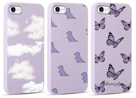 Foonary 3 Stück Hülle für iPhone 7/8/SE 2020/SE 2022 4,7, Handyhülle mit Muster Mädchen Aesthetic Schmetterling Muster Motiv Design Slim Case, Silikon Stoßfest Schutzhülle Cover, Schmetterling