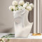 HOMURY Keramik Vase Weiß, Vase mit weiblichem Profil Deko Vase, Tischvase für Pampasgras Blumen, Gesicht Vase, Blumenvase Menschliches Körper Form für Wohnzimmer Home Deko