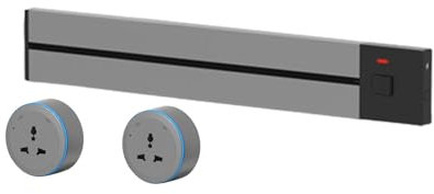 Aparador enchufable montado en superficie magnética, carril eléctrico de cocina para el hogar, deslizante extraíble con enchufe de riel,Grey-25cm