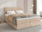 BROMARKT Boxspringbett mit Bettkasten Polsterbett mit Bonell-Matratze und Topper Doppelbett mit Stauraum Bett für Schlafzimmer gepolstertes Kopfteil Boston 160x200 Härtegrad H3 Samtstoff Beige