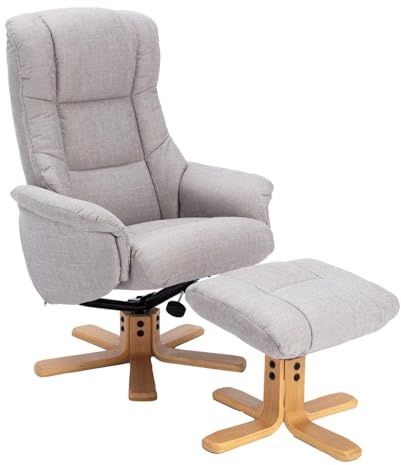 Morris Living The Cairo - Lisbon Silver Fabric - Swivel Recliner Chair & Matching Footstool