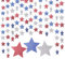 G2PLUS Red Blue Silver Glitter Star Garland, 14m Sparkling Paper Star Hanging Decoration for Birthday Wedding Patriotic Day Theme Party