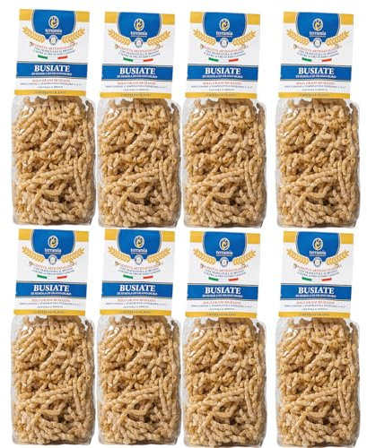 Pasta Busiata di grano duro trafilata al bronzo 8 buste da 500 g Bassa temperatura sotto i 45° lenta essiccazione oltre 40 ore