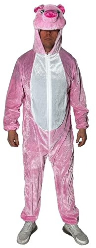 Foxxeo rosa Schweine Kostüm für Erwachsene, Größe:L