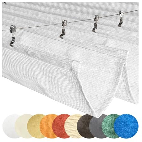 WECLMH Retractable Wave Sun Shade Sails, Retractable Pergola Canopy Replacement Shade Cover Patio Awnings, 95% UV Block, Outdoor Slide Wire Wave Shade Sail For Deck Porch Yard