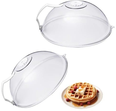 Vientiane 2 Piezas Cubierta de Microondas con Asa, Cubierta para Salpicaduras de Microondas, Tapa para Placa de Microondas, Tapa Transparente de Microondas, Apto para Verduras y Frutas (Blanco)