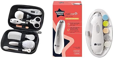 Tommee Tippee Baby Healthcare and Grooming Kit, x Essential Newborn Care Items for Home and Travel, Wipe-Clean and Waterproof Travel Case with Electric Baby Nail File Trimmer