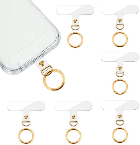 Yolev 6 Stück Handy Lanyard Patch Handy Anhänger Handykette Halterung mit Metall-Federringen Edelstahl Handyanhänger Handykette Universal Pads für Meisten Smartphones