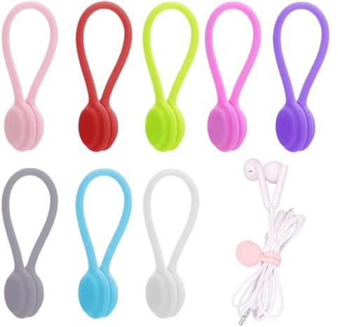 MEXRUMI 8 Pezzi Clip Per Cavi Magnetici Silicone Riutilizzabili Fascette Fermacavi Organizzatore Di Cavi Multiuso Organizzatori Di Cavi Per Cuffie Avvolgicavo Usb Per Scuola Home Office (8 Colori)