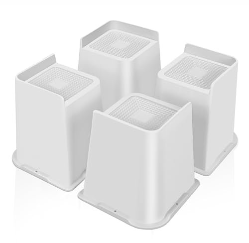 MixDora Bed Risers 6 inch Oversized Furniture Risers Heavy Duty L-Shape Sofa Risers for Couches Table Chair Set of 4 Pack (White, 6 inch)