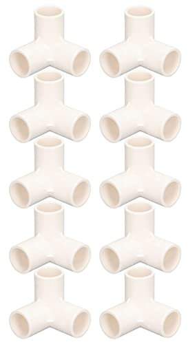 10 Stück 3-Wege-T-Stücke aus PVC-Kunststoff, Winkelverbinder, 25 Mm, Hochwertige Möbelqualität, Weißer Innendurchmesser, Rohrverbinder, Gewächshaus-Zelt-Zubehör (Weiß)