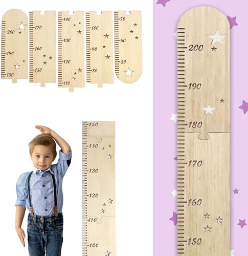 Messlatte für Kinder aus Holz: Holz Messlatten für Baby Kleinkinderzimmer Holzpuzzle Klappbar, Wachstumstabelle für Kinderzimmer Babyzimmer Junge und Mädchen um ihr Wachstum Aufzuzeichnen