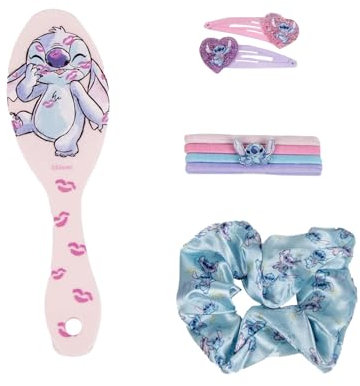 Disney Lilo & Stitch Coffret cadeau de beauté 8 pièces pour filles avec brosse, pinces à cheveux, chouchou et bandeau à cheveux