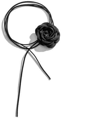 TSUOUKL Blumen Choker Halskette, Elegant Rosen Choker, Schwarz, Blumen Halskette Choker, Halsband Blumen Gothic Frauen Mädchen, Perfektes Accessoire für Partys, Hochzeiten und Täglichen Gebrauch