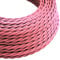 10 Meter Vintage 3 Core Twisted Electric Cable Fabric Covered Wire Italian Braided 0.75 mm Electrical Cable Flexible Wire for Lighting Other Appliances (Shiny Pink)