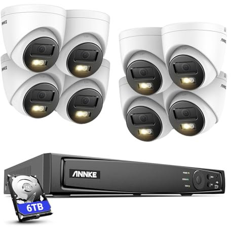 ANNKE 12MP PoE CCTV Camera System, 8CH Security System with 6TB HDD NVR, 8X 12MP IP Camera Outdoor with Human & Vehicle Motion Detection, IK10 & IP67, Remote Access