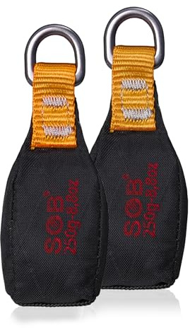 SOB Outdoor Throw Weight Bag, Arborist's Rope Throwing Bag with D-Ring, Multipurpose Rock Climbing Sandbag for Tree Rock Climbing (Black, 8.8 OZ)