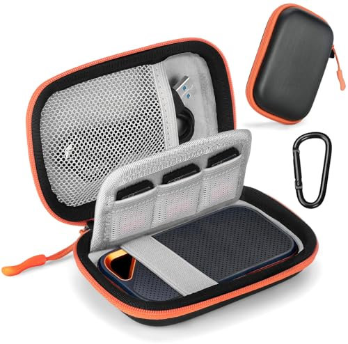 Hard Case for SanDisk Extreme Pro/SanDisk Extreme Portable External SSD 500GB 1TB 2TB 4TB 8TB, Travel Case for External Solid State Drive USB Cable, Protective Cover Storage Bag Fit Memory Card SD