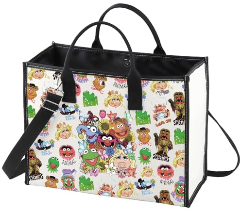 WZMPA Miss Piggy Tragetasche Kermit Frosch Fans Geschenk Fozzie Bear & Pepe The Prawn Wiederverwendbare Umhängetasche Gonzo & Walter Merch (Miss Piggy & Fozzie Bear BG)