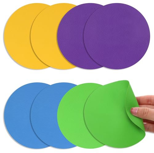 Wanmu 8pcs Rubber Jar Opener, Multi-Function Can Gripper Pad, Round Bottle Lid Grippers Openers Kit for Children, Women, Seniors, Weak Hands, Kitchen Coasters (Circle One)