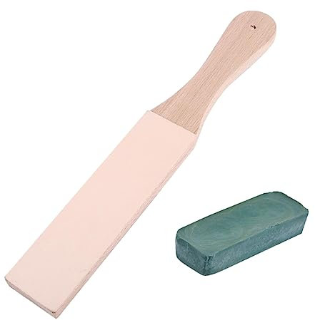 NUOBESTY 2stücke Holz Lederriemen Messerbrett Mit Schleifpaste Für Messer Schärfer Und Rasiermesser Beidseitig Zum Polieren Und Schnitzen Geeignet