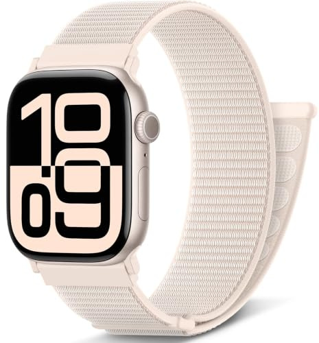AMSKY Nylon Loop Deportiva Compatible con Correa Apple Watch 44mm 40mm 46mm 42mm 45mm 41mm 49mm 38mm, Pulsera iWatch Serie 11 10 9 8 7 6 5 4, Ultra SE 3 2 1, Estrella, (S11/10 42mm)/40mm/41mm/38mm