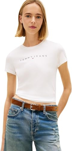 Tommy Jeans Damen T-Shirt Kurzarm Linear Slim Fit