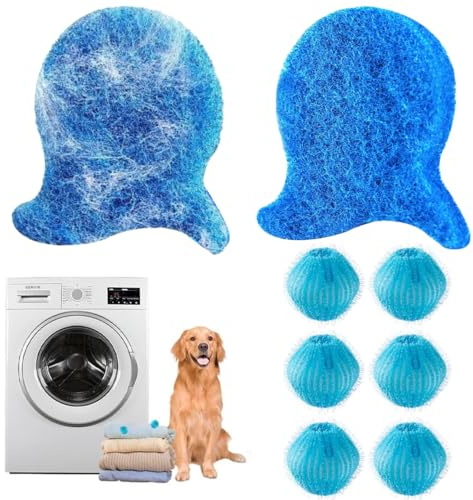 LEPGUYO 8 Boules Anti Poils Machine à Laver - Motif Poisson Réutilisable, Attrape Poils Chien Chat, Accessoire Lave-Linge