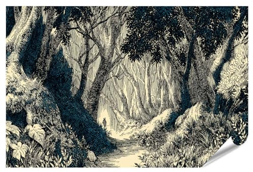 islandburner Premium Poster Vintage Waldillustration im Alice im Wunderland Stil - Standard - Edition X1