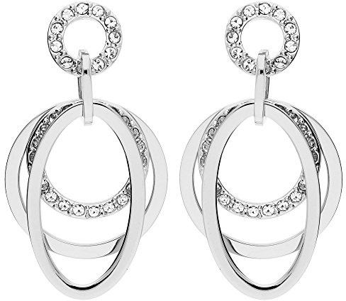 LÖB 750 Weißgold Vergoldet Ohrringe Hängend Ringe Oval Anhänger Silber Damen Ohrhänger Ohrstecker Kreis Tropfen Tropfenform Modern Elegant Lang