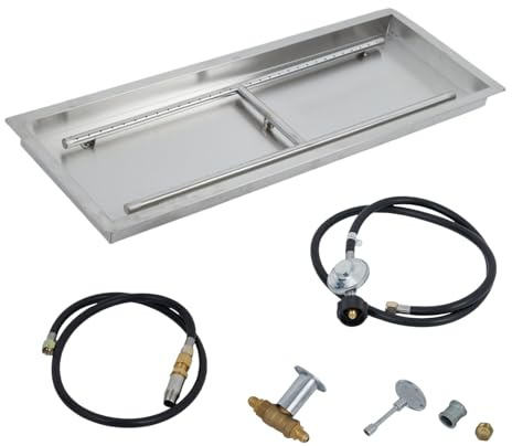 GarveeMore Kit brûleur gaz foyer extérieur rectangulaire acier inox