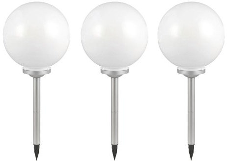 etc-shop 3er-Set LED Solar Außen Garten Leuchten Kugel Lampen Wiese Rasen Beleuchtung