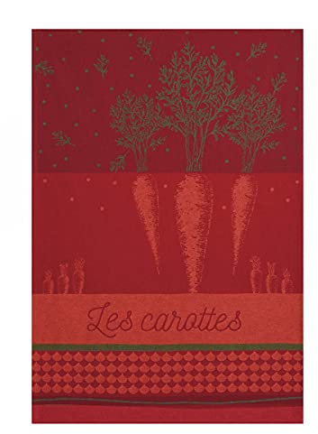 Coucke – Jacquard-Handtuch aus Baumwolle – Karotten aus dem Gemüsegarten – 50,8 x 76,2 cm, Rot