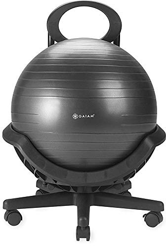 gaiam Ultimate Balance Ball Chair (Standard or Swivel Base Option) - Premium Exercise Stability Yoga Ball Ergonomic Chair for Home and Office Desk - 52cm Anti-Burst Ball, Air Pump, Exercise Guide