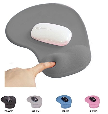 Mauspad mit Handgelenkauflage, Unterseite aus Rutschfestem Gummi, Ergonomisch, Grau / Schwarz / Rosa / Blau