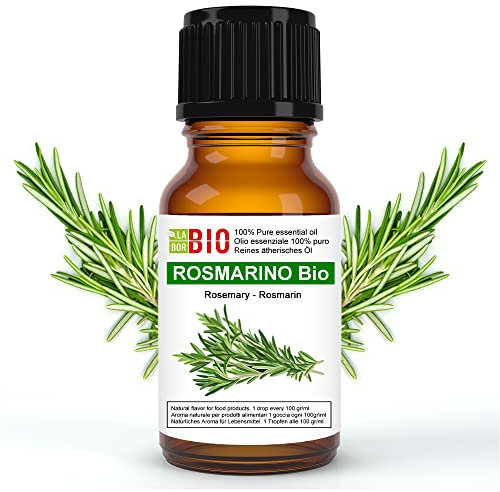 Rosmarino Bio Olio essenziale 100% Puro 10 ml - Uso interno Terapeutico Alimentare Diffusori Aromaterapia Cosmetica Cucina - Laborbio