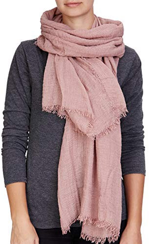 PiriModa Damen Uni Herren XXL Schal 200x100cm Halstuch Tuch Stola Schultertuch Baumwolle Altrosa