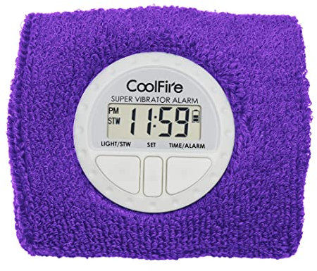 Coolfire Vibrating Alarm Clock - Silent Wristband Watch for Deep Sleepers - Vibration Bracelet With Shock Feature (Purple)