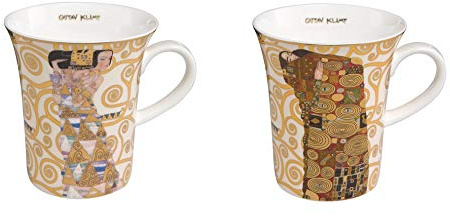 CREAFLOR HOME 4er Set Gustav Klimt Becher Die Erwartung + Die Erfüllung 400ml Goebel Porzellan