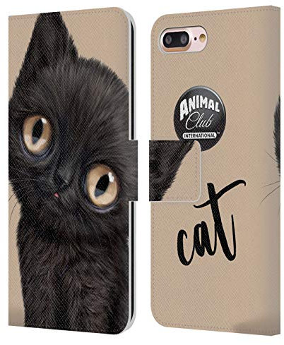 Head Case Designs Officially Licensed Animal Club International Black Cat Faces Leather Book Wallet Case Cover Compatible With Apple iPhone 7 Plus/iPhone 8 Plus