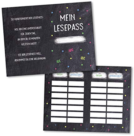 10 x Lesepass für die Grundschule Einschulung Geschenk Schulanfang