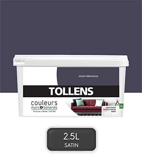 Tollens - Peinture Couleurs - Murs et Boiseries - Toutes pièces - Ultra résistante - Satin - Violet - 2,5L = 9m2