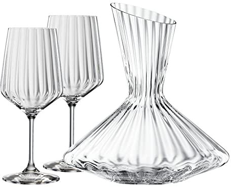 Spiegelau Lot de 3 carafes à décanter (2,9 l), 2 verres à vin (630 ml), verre en cristal, LifeStyle, 4450193