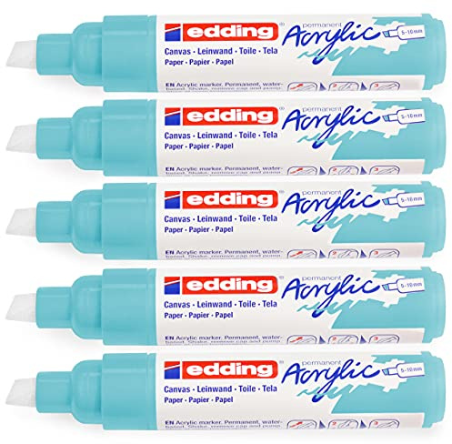 Acrylmarker edding e-5000 breed pastel blauw | 5 stuks