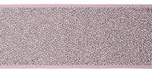 Gummiband 40 mm/unifarben - mit Lurex - 3 Meter Länge - Bundgummi, rosa