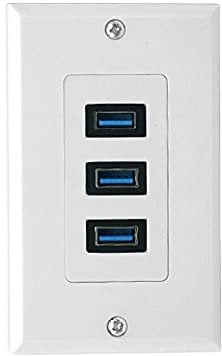 Halokny - Placa de pared USB 3.0 de 4.2 A, 3 puertos USB 3.0, componente hembra, transmisión de datos de pared compuesta y toma de carga, cubierta de panel frontal (3 USB 3.0)