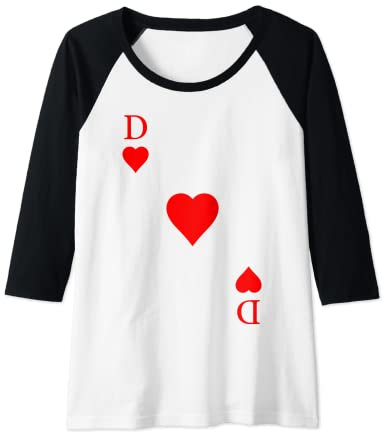 Damen Spielkarte Herz Dame Königin Queen Fasching Karneval Kostüm Raglan