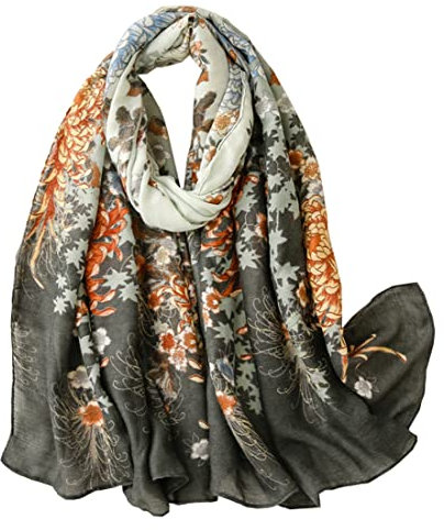 FAIRYGATE Tücher Damen Großer Schal für Damen, leicht, Blumendruck, für Herbst und Winter, modisch, mit Fransen 14228