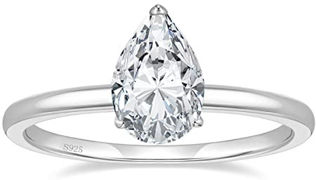 EAMTI Verlobungsringe aus 925er-Sterlingsilber, 2 Karat, Birnenschliff, Zirkonia, Hochzeitsringe für Sie, atemberaubende Tropfenform, Eheringe für Damen, Größe 3–11, Sterling Silber, Zirkonia