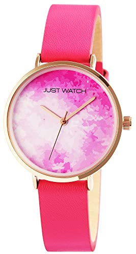 Just Watch Damen-Uhr Arielle Leder Mehrfarbig Trend Modisch Analog Quarz JW10183 (pink)